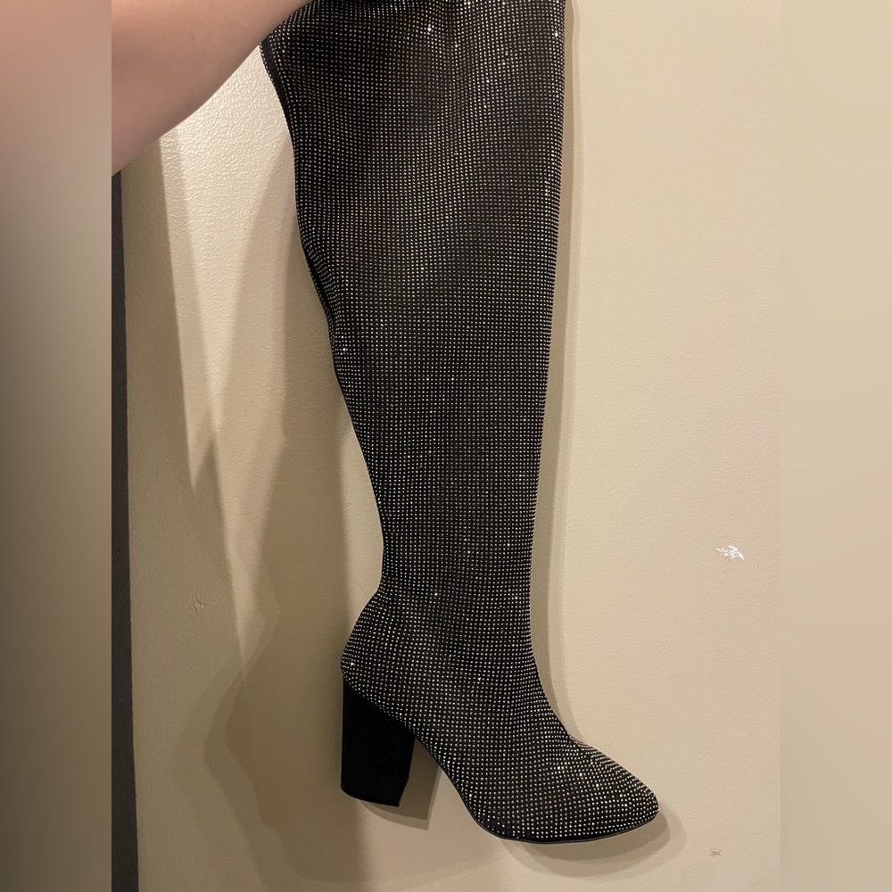 Torrid over knee rhinestone boots
